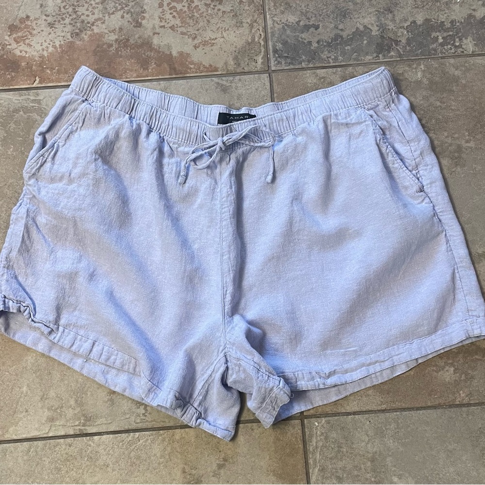 Tahari Light Blue Linen Shorts